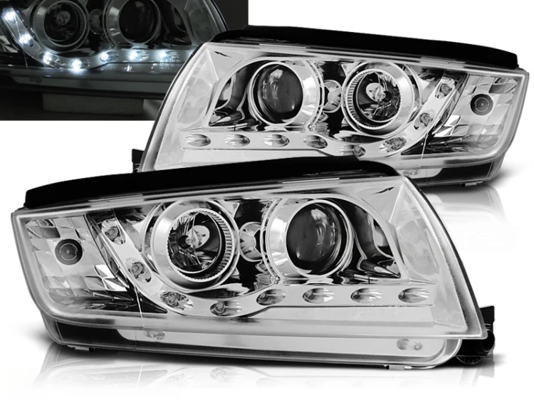 LAMPY PRZEDNIE REFLEKTORY LED SKODA FABIA I 99-08 CHROM