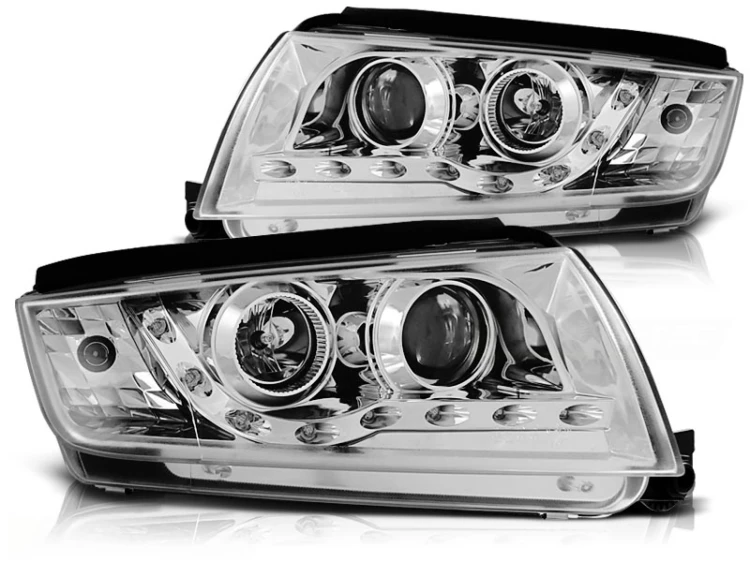 LAMPY PRZEDNIE REFLEKTORY LED SKODA FABIA I 99-08 CHROM
