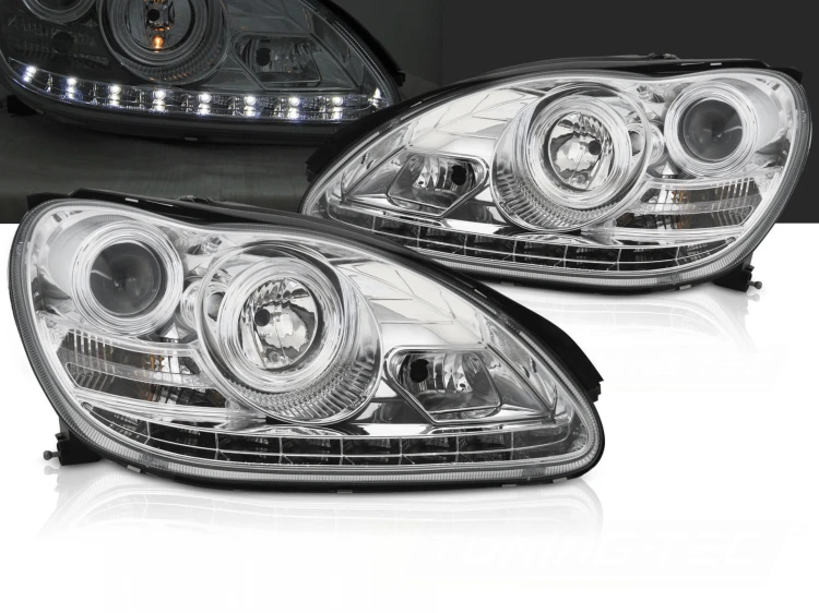LAMPY PRZEDNIE REFLEKTORY XENON CHROME DO MERCEDES S-KLASA W220 SEDAN 02-05