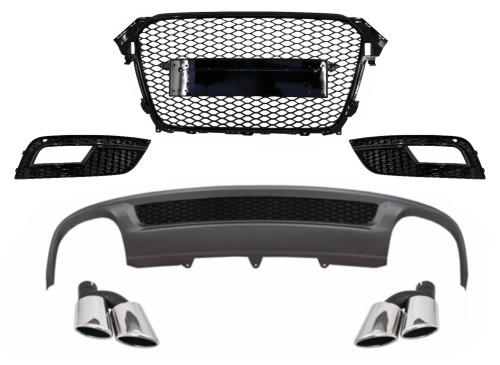 GRILL ATRAPA CHŁODNICY DYFUZOR Z KOŃCÓWKAMI AUDI A4 B8 12-15 S LINE LOOK